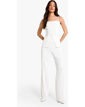 Boohoo Tall Straight Leg Trouser - White