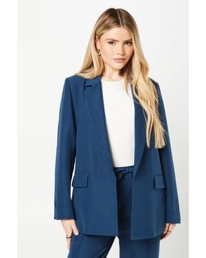 Dorothy Perkins Ruched Turn Up Sleeve Blazer - Blue