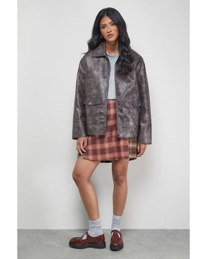 Warehouse Mixed Flannel Buckle Side Pleat Awkward Length Skirt - Multicolor