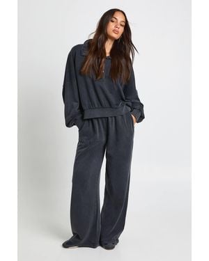 Boohoo Acid Wash Funnel Neck Straight Leg Tracksuit - Blue