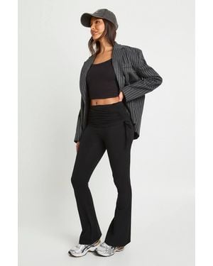 Boohoo Basics Fold Over Waist Flare Legging - Black
