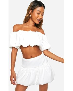 Boohoo Bengaline Puffball Bubble Top - White