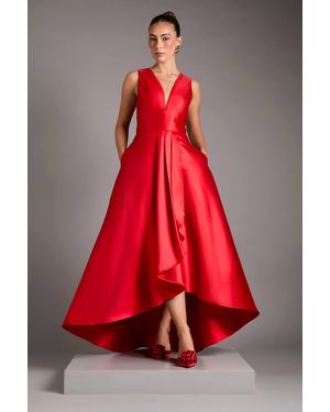Coast Plunge Waterfall Maxi Dress - Red