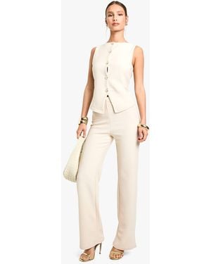 Boohoo Textured Wide Leg Trouser - White