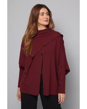 Wallis Berry Detail Knitted Cape - Red