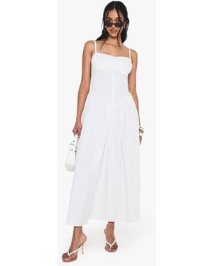 Boohoo Cotton Poplin Milkmaid Maxi Dress - White