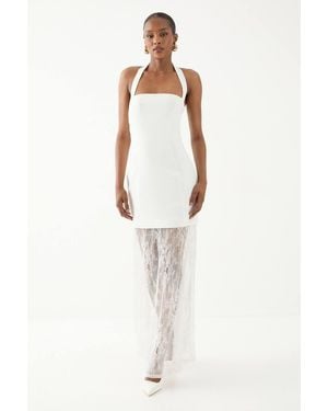 MissPap Halterneck Lace Skirt Maxi Dress - White