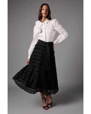 Coast 3D Flower Midi Skirt - Gray