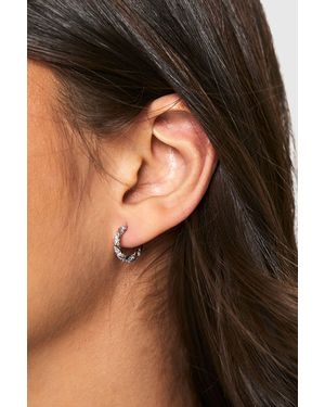 Boohoo Silver Embellished Mini Hoop Earrings - Negro