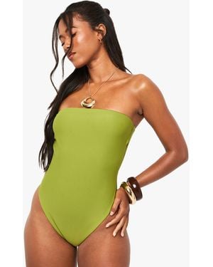 Boohoo Swimwear Essentials Bandeau Bathing Suit - Green
