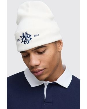 Boohoo Embroidered Beanie - Blue