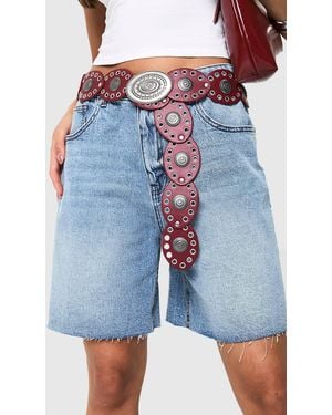 Boohoo Western Disc Belt - Blue