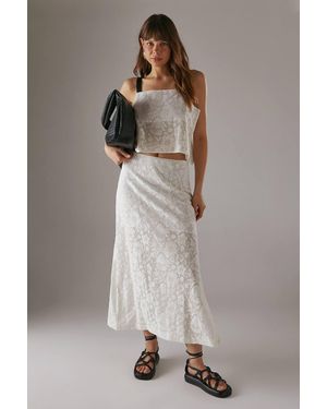 Warehouse Tablecloth Crochet Column Maxi Skirt - White