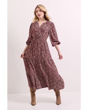 Dorothy Perkins Animal Wrap Front Tiered Skirt Midaxi Dress - Pink