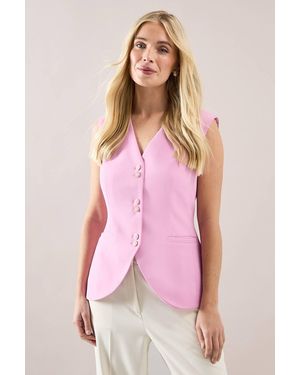 Wallis Petite Longline Button Detail Waistcoat - Pink