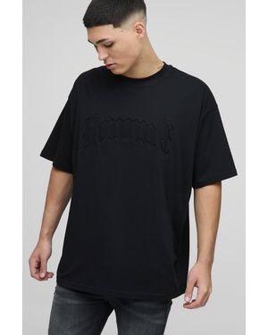 BoohooMAN Oversized Homme Deboss T-shirt - Black