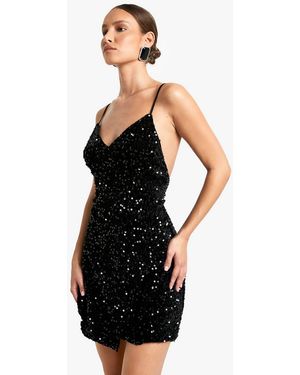 Boohoo Velvet Sequin Slip Mini Dress - Black