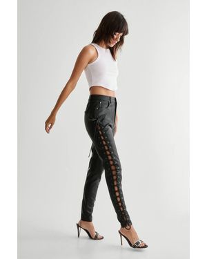Nasty Gal Eyelet Detail Faux Leather Pants - Black