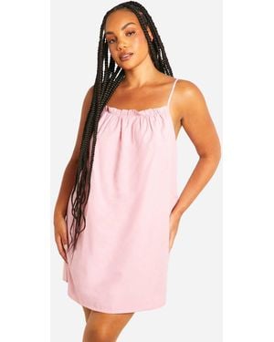 Boohoo Plus Cotton Poplin Strappy Nightie - Pink