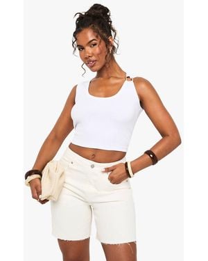 Boohoo Rib Trim Detail Tank Top - White