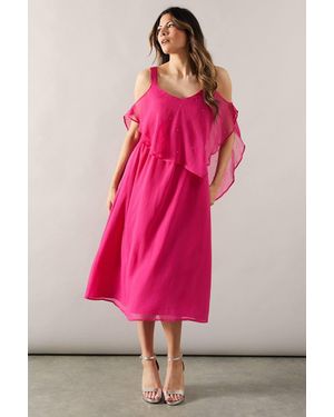 Wallis Occasion Hotfix Overlay Midi Dress - Pink