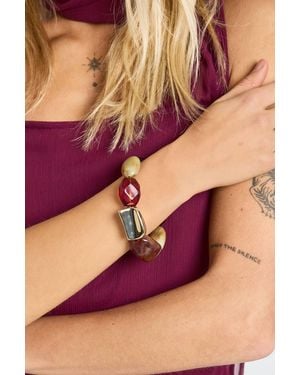 Boohoo Resin Chunky Beaded Bracelet - Purple