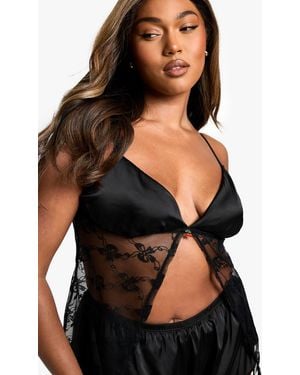 Boohoo Plus Cherry Trim Cami - Black