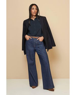 Wallis Petite Jersey Button Shirt - Blue
