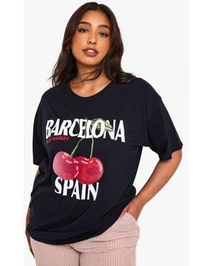 Boohoo Plus Barcelona Spain Oversized T-Shirt - Black