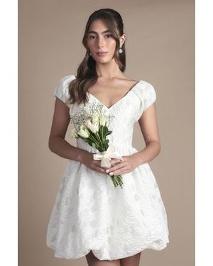 Oasis Sweetheart Textured Bridal Mini Dress - Natural