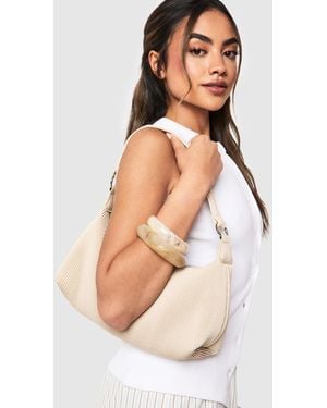 Boohoo Bolso De Hombro Plisado De Cuero Sintético - Blanco