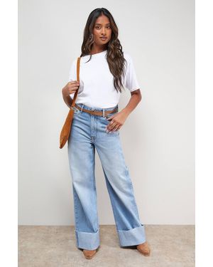 Oasis Denim Turnup Straight Leg Jean - Blue