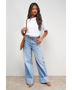 Oasis Denim Turnup Straight Leg Jean - Blue