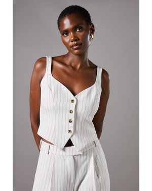Coast Pinstripe Strappy Waistcoat - White