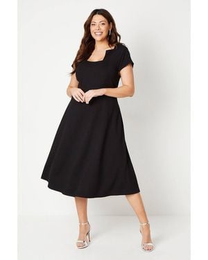 Coast Plus Ponte Midi Dress With Square Neckline - Black