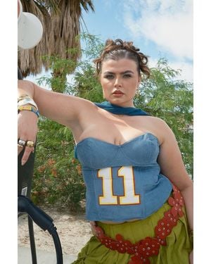 Warehouse Cord Bustier Top - Green