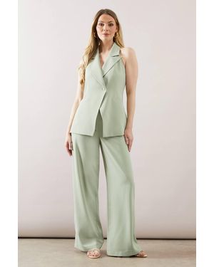 Wallis Wide Leg Vent Detail Trouser - White