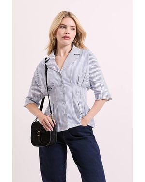 Dorothy Perkins Batwing Pinstripe Corset Shirt - Purple