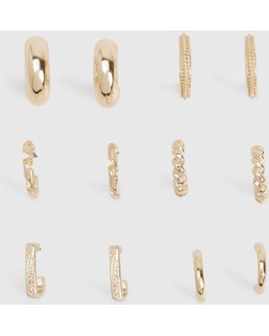 Boohoo Mini Hoop Earrings 6 Pack - Blanco