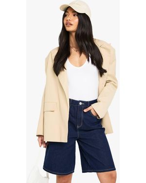 Boohoo Mid Rise Denim Jorts - Blue