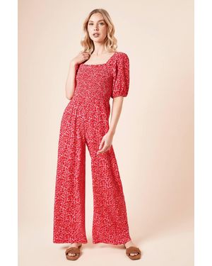 Dorothy Perkins Ditsy Shirred Bodice Puff Sleeve Jersey One Piece