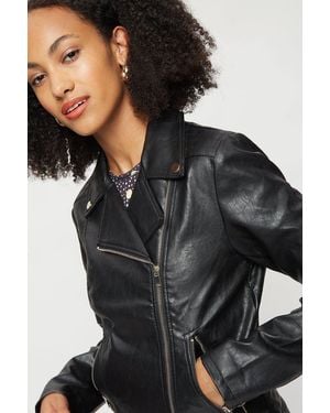 Dorothy Perkins Tall Faux Leather Biker - Black