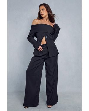 MissPap Tailored High Waisted Button Detail Pants - Blue