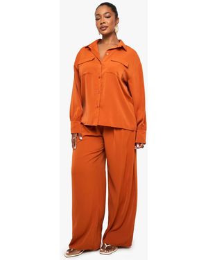Boohoo Plus Pleated Trouser - Orange