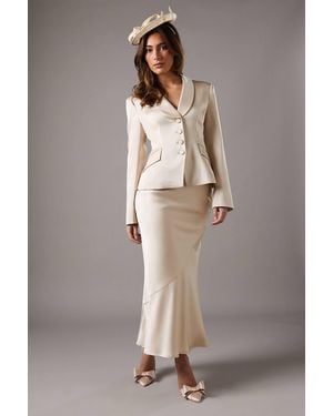 Coast Satin Detail Fitted Skirt - Gray