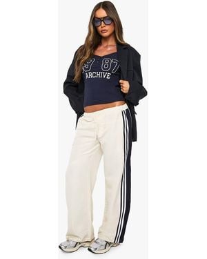 Boohoo Nylon Contrast Side Stripe Panel Track Pant - Black