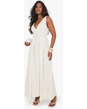 Boohoo Structured Skater Maxi Dress - White
