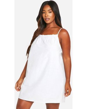 Boohoo Cotton Poplin Strappy Nightgown - White