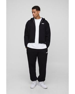 BoohooMAN Oversized Boxy Drop Crotch Zip Through Tracksuit - Blue