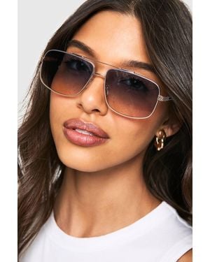 Boohoo Ombre Lens Aviator Sunglasses - Gray